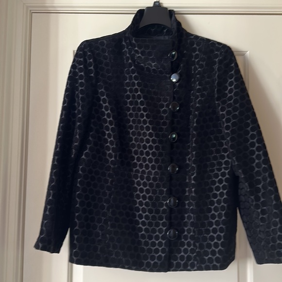 LIKE NEW CHICOS Black Polka Dot Button Down Lined Jacket/Coat - Picture 6 of 14